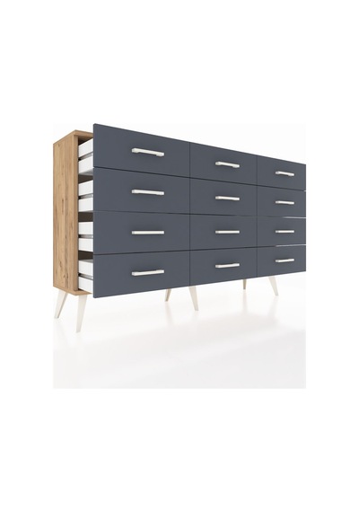 Arges Konsol 12 Çekmeceli 132x30x83 Çam-çam/antrasit Çam/antrasit Arges Konsol 12 Çekmeceli 132x30x83 Çam-çam/antrasit Çam/antrasit