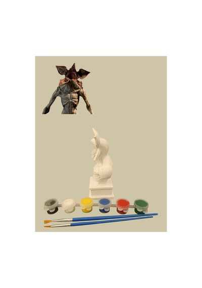 3d Stranger Things Demogorgon Figür Boyama Seti - Kendin Boya Hobi Ve Etkinlik Seti - Akrilik Boya + 2 Fırça