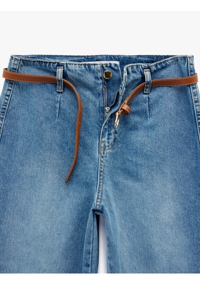 Koton Yüksek Bel Pamuklu Kemerli Kısa Geniş Paça Denim Pantolon - Wide Leg Jean Orta İndigo 6sal40096md İndigo Koton Yüksek Bel Pamuklu Kemerli Kısa Geniş Paça Denim Pantolon - Wide Leg Jean Orta İndigo 6sal40096md İndigo