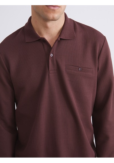 Lcwaıkıkı Classic Bordo Polo Yaka Uzun Kollu Erkek Sweatshirt