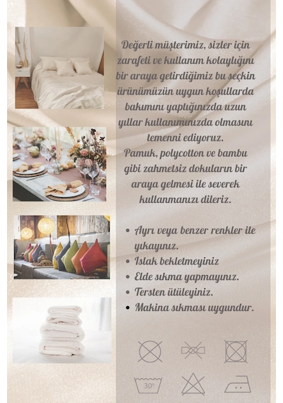 Kristal Monoray Kumaş Krem Masa Örtüsü Dikdörtgen 140x200 Cm - 803 Çok Renkli