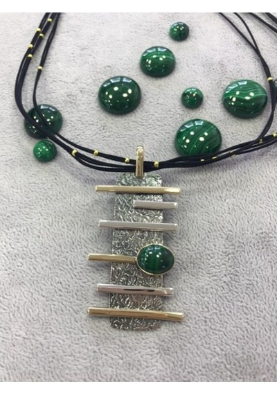 Malahit Malakit Taşlı Gümüş Set 925 Ayar