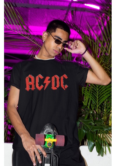 Ac Dc Rock Metal Müzik Grubu Sırt Baskılı Unisex Oversize Tişört Siyah