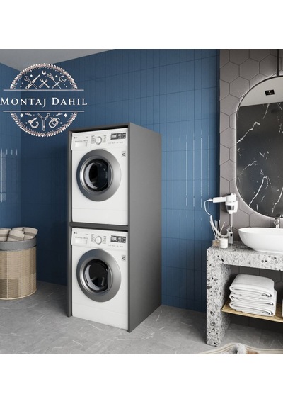 Babil Çamaşır Ve Kurutma Makinesi Dolabı Banyo Dolabı Füme Antrasit