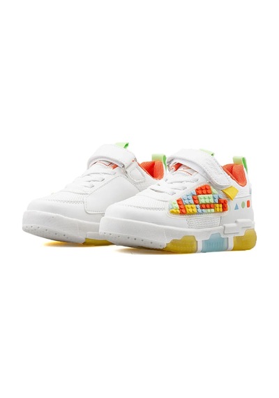 Cool Legos Işıklı Ortopedik Taban Unisex Çocuk Spor Ayakkabı Beyaz