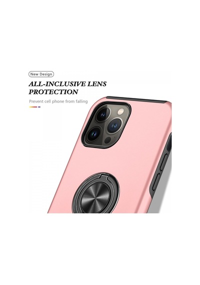 Apple iPhone  Uyumlu,  13 Pro Max Kılıf Elit Yüzüklü Kapak - Pembe