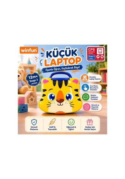 Eğitici Küçük Laptop Oyuncağı Sesli Işıklı 12 Ay+