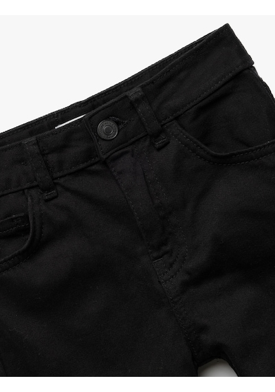 Koton Pamuklu Beli Ayarlanabilir Lastikli Cepli Denim Pantolon Siyah 5skb40028td Siyah