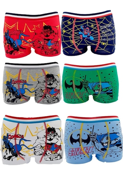 Shopiolog Erkek Çocuk Pamuklu Desenli Boxer 6 Adet