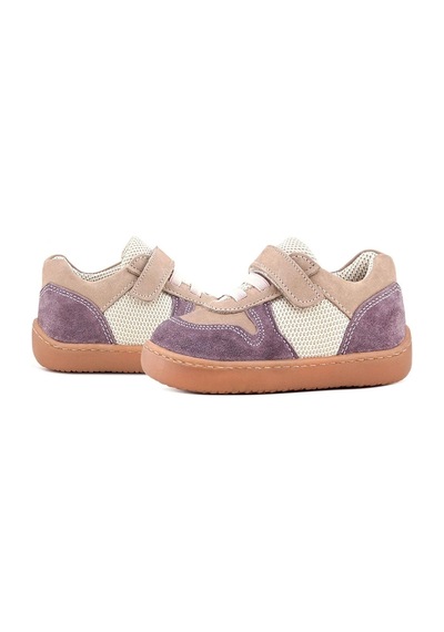 Rakerplus Bob Hakiki Deri Mor Pudra Barefoot Cırtlı Lastikli Bebek Sneaker Ayakkabı Mor