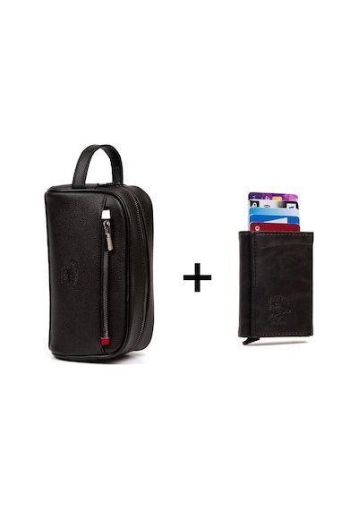 Newish Polo Erkek Deri Mekanizmalı Cüzdan Ve Portföy Clutch Traş Kozmetik Bakım Ve Günlük El Çantası 14x24cm New171 - Metalik Gri