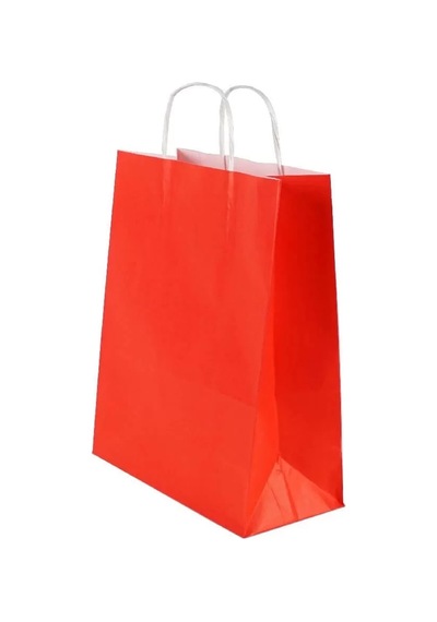 Kırmızı Kraft Çanta Orta Boy 25x12x31 Cm 25 Adet