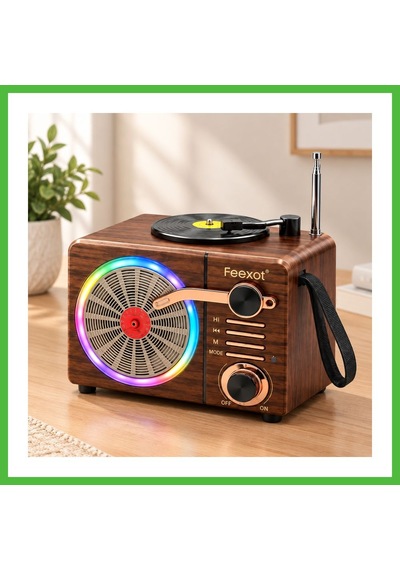 Vaveni Işıklı Retro Bluetooth Fm Radyo Hoparlör - Usb & Type-c Şarjlı Arz
