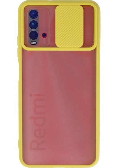 Newface - 268 - Xiaomi Redmi 9t Kılıf Palm Buzlu Kamera Sürgülü Silikon - Matxzngz - - Sarı