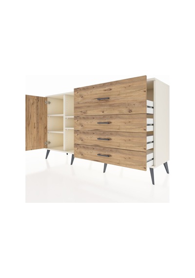 Kronos Konsol 4 Raflı 4 Çekmeceli Tek Kapaklı 176x59x99 Aytaşı-ç Aytaşı-çam
