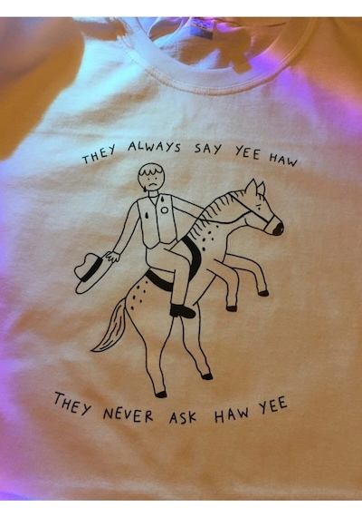 Startmore Unisex Oversize Cowboy Tshirt Beyaz