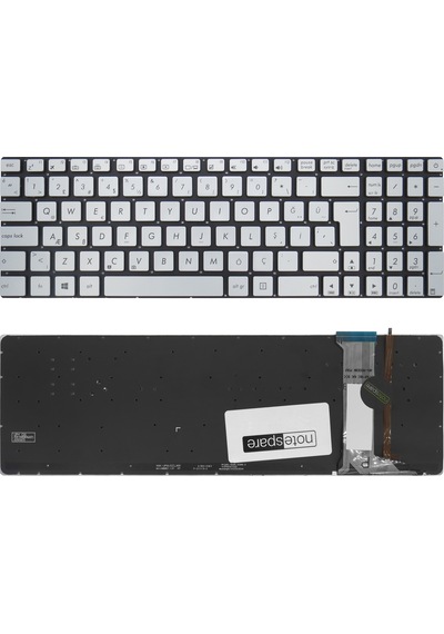 Asus Uyumlu N551vw-cn007t, N551vw-cn009t, N551vw-fy273t, N551zu-cn024h Klavye Tr Işıklı Gümüş Gri