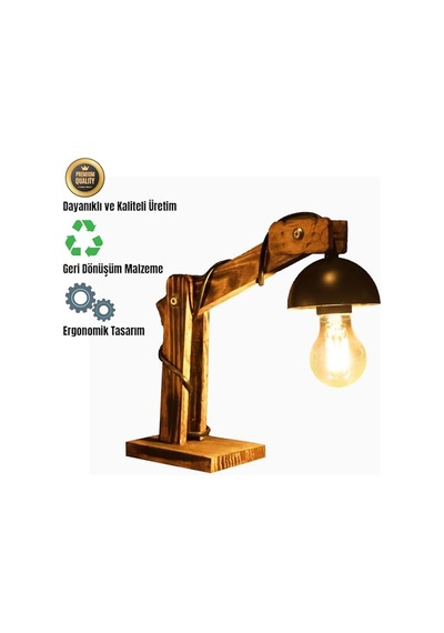 Ayrex Celestia Home Modern Vintage Ahşap Masa Lambası - Otantik İskandinav Abajur, Dekoratif Aydınlatma, Oturma Ve Y
