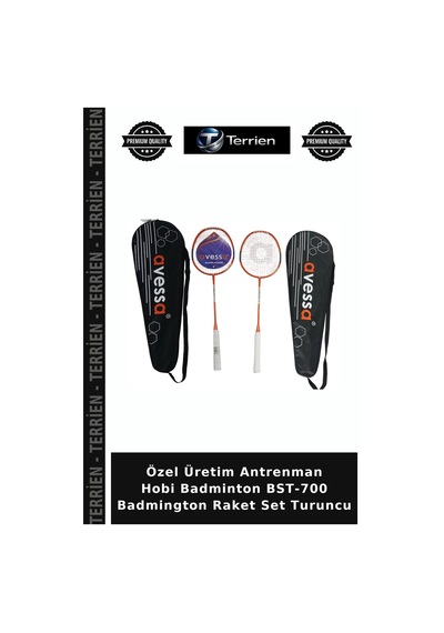 Özel Üretim Antrenman Hobi Badminton Bst-700 Badmington Raket Set Turuncu