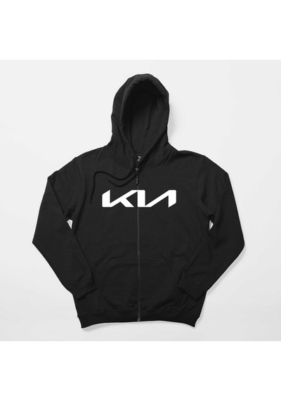 Kia New Logo Siyah Fermuarlı Kapşonlu Sweatshirt