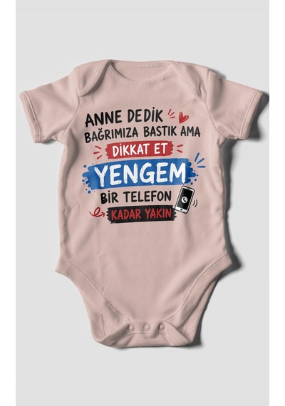 Morivokids Anneye Özel Kısa Kollu Bebek Body %100 Pamuk Zbn238-kk Pastel Pembe