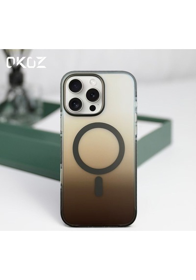 Apple Uyumlu iPhone 14 Pro Max Grace Renk Geçişli Magsafe Koruyucu Kılıf Kahverengi