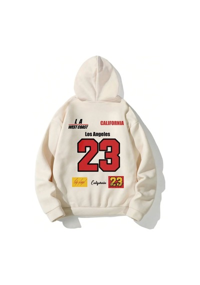 Uyguntarz California 23 Baskılı Oversize Sweatshirt Bej