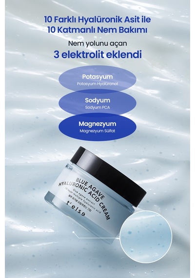 Hyalüronik Asit İçerikli Yoğun Nemlendirici Jel Krem T Else Blue Agave Hyaluronic Acid Cream