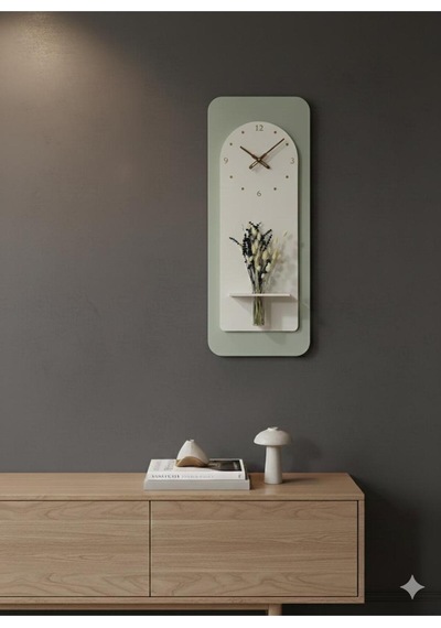 Açelya Ahşap Pilli Ledli İskandinav Tarzı Salon Duvar Rafı Modern Çiçeklik 40x100 Cm Çok Renkli