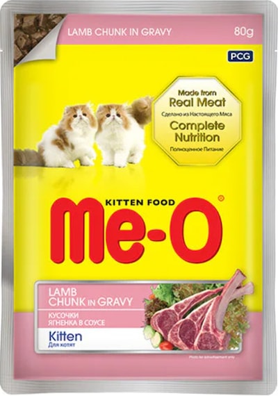Me-O Kitten Kuzu Etli Soslu Pouch Yavru Kedi Yaş Maması 6 x 80 G