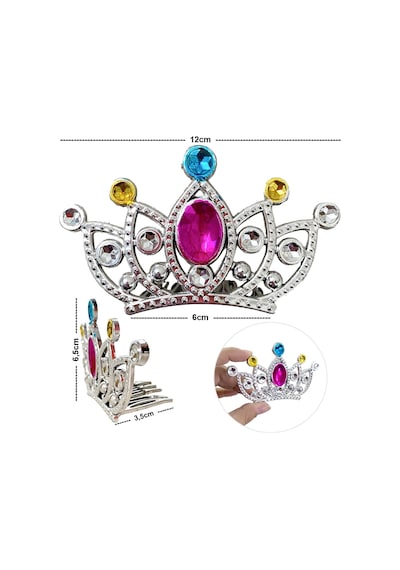 Gümüş Renk Taraklı Model Prenses Kraliçe Tacı 2 No 12x7 Cm - Elwm-421528 18