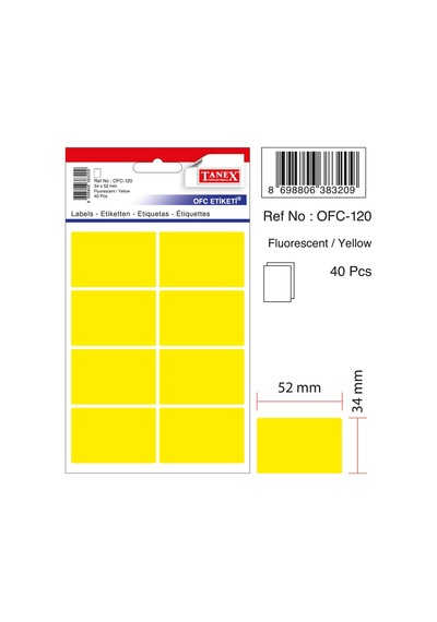 Tanex Ofc-120 Flo Sarı Ofis Etiketi