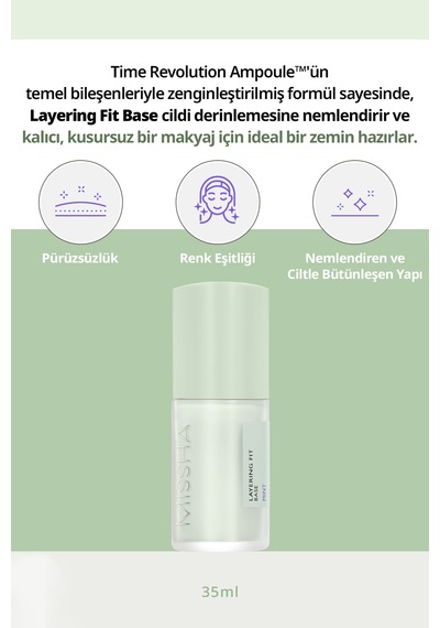 Missha Pürüzsüzleştiren Nemlendirici Makyaj Bazı Layering Fit Base Mint