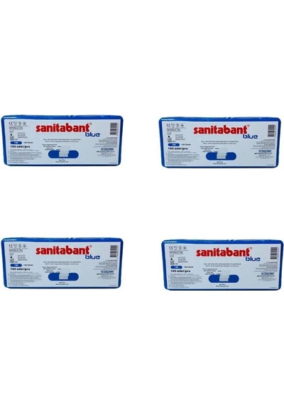 Sanitabant Metal Pedli Steril Mavi Yara Bandı 100 lü x 4 Kutu