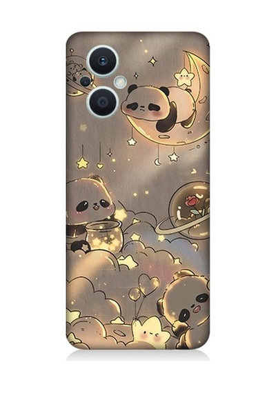 Oppo Reno 7 Lite 5g Uyumlu Panda Ve Gezegenler Desenli Silikon Kılıf