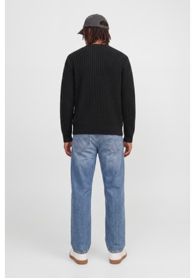 Jack & Jones Jjjaxon Erkek Bisiklet Yaka Triko Kazak Günlük Şık Siyah