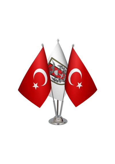 Masa Üstü Türk Silahlı Kuvvetleri Bayrağı Türk Bayrağı Üçlü Krom