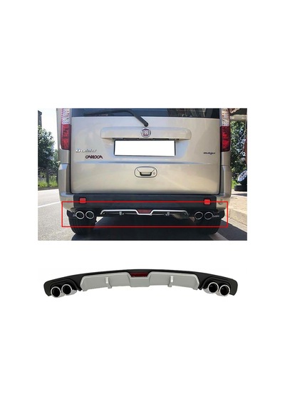 Fiat Doblo Gri Difüzör 4 Krom Egzoz Görünümlü Difizör Arka Ek Body Kit 2001 - 2012
