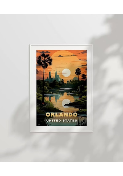 Çerçevesiz Poster Gölet Kenarında Gün Batımı