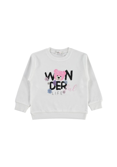 Civil Girls Wonderful Life Baskılı 2-5 Yaş Sweatshirt - Ekru
