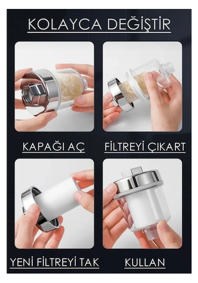 Truva Su Arıtma Filtresi - Duş Ve Banyo Kireç Arındırıcı Filtre Krom