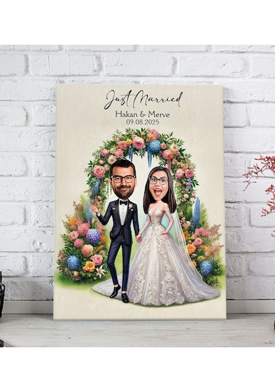Bk Gift Kişiye Özel Evleniyoruz Karikatürlü Kanvas Tablo-1 20x30 , Sevgiliye Hediye, Sevgililer Günü Hediyesi Kobitmeyencom33774 Bk Gift