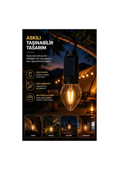 Robeve Solar Led Ampul Bahçe Aydınlatması 3 Kademeli Işık, Enerji Tasarruflu Abs Malzeme Gün Işığı