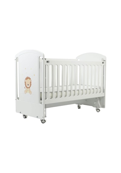 Meltem Kids Sweet Lion Anne Yanı Ahşap Sallanır Beşik 60x120 Cm Beyaz-lion Beyaz