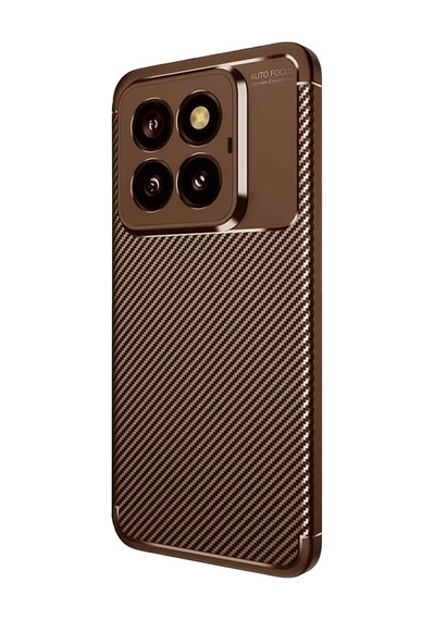 Newface Xiaomi Mi 14t Pro Kılıf Auto Focus Karbon Kapak - Kahverengi
