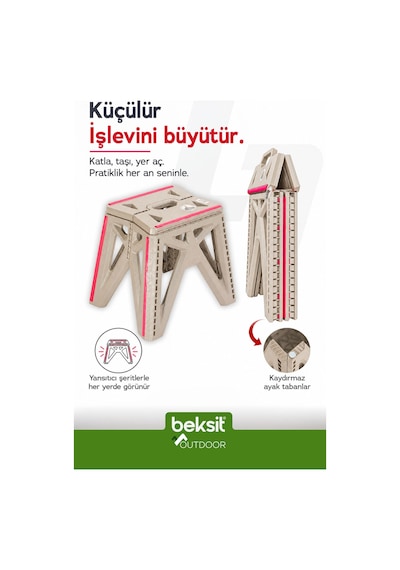 Outdoor Herkül Premium Katlanır Kamp Masa Takımı Seti-bej Çantalı Bej Bej