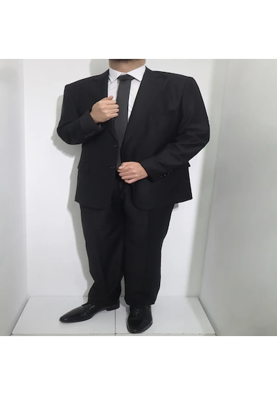 Fabrigatti Dmc Tekstil Erkek Siyah Düz Klasik Rahat Kalıp Çift Düğmeli 4 Drop Battal Takım Elbise Fabrigatti Dmc Tekstil Erkek Siyah Düz Klasik Rahat Kalıp Çift Düğmeli 4 Drop Battal Takım Elbise