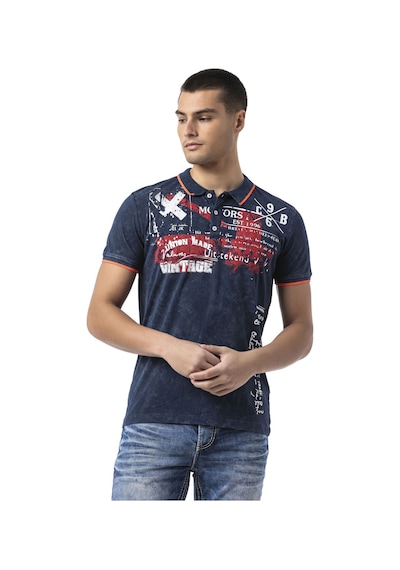 Cipo & Baxx Erkek Baskılı Polo Yaka Kısa Kollu Günlük Tişört - Ct795 Navyblue
