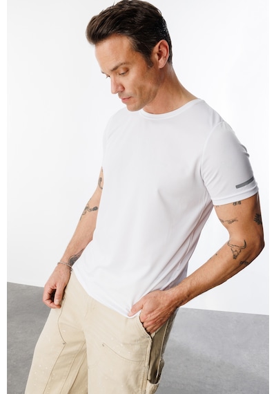 Genius Store Erkek Nem Emici Hızlı Kuruma Atletik Teknik Performans Spor T-shirt Drıfıt - Kısakolnew - Beyaz