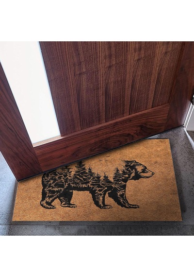 Tasarımlı Dekoratif Kapı Önü Paspas, Dış Mekan/ev İçi/banyo/mutfak/yatak Odası/giriş Paspasları Bear, 40x60 Çok Renkli